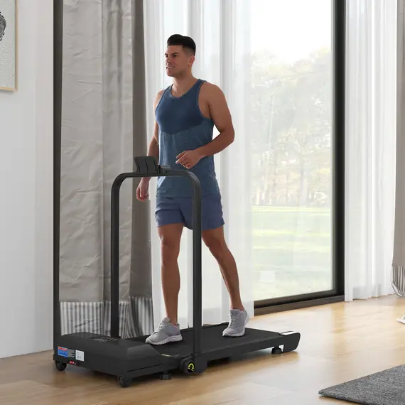 Buy HOMCOM Walking Pad Treadmill, Folding Under Desk Treadmill, 1-10km/h, with Remote Control, Black, 2 image