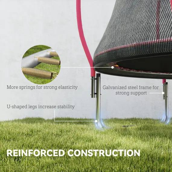 Buy 10ft Outdoor Trampoline with Enclosure Net, Spring Cover, Pink, 5 image