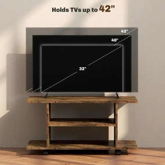 Buy Modern TV Cabinet Stand Storage Shelves Table Mobile Bedroom Furniture Bookshelf Bookcase Rustic Brown, 7 image