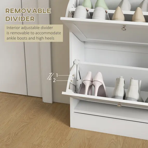 Buy Two Flip Drawer Shoe Cabinet - White, 6 image