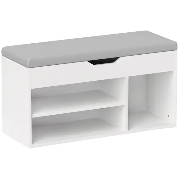 Buy Shoes Cabinet Bench Hidden Storage Padded Seat Organiser Footwear Rack Hallway Cream White