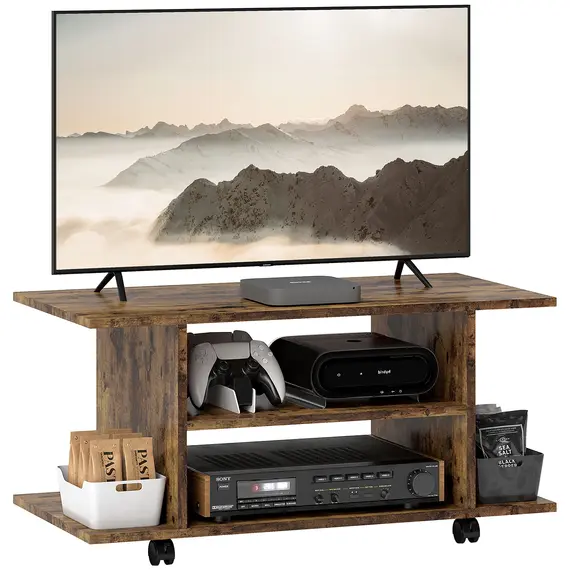 Buy Modern TV Cabinet Stand Storage Shelves Table Mobile Bedroom Furniture Bookshelf Bookcase Rustic Brown