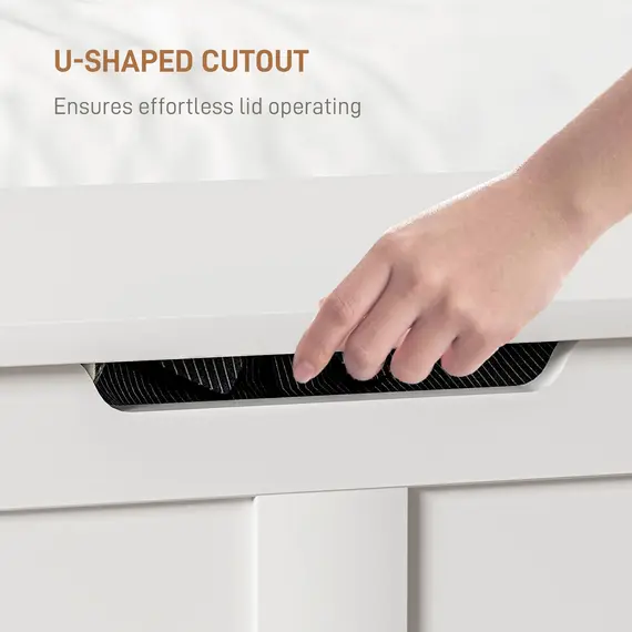 Buy 100L Home Storage Box, with Safety Hinges - White Wood-Effect, 6 image