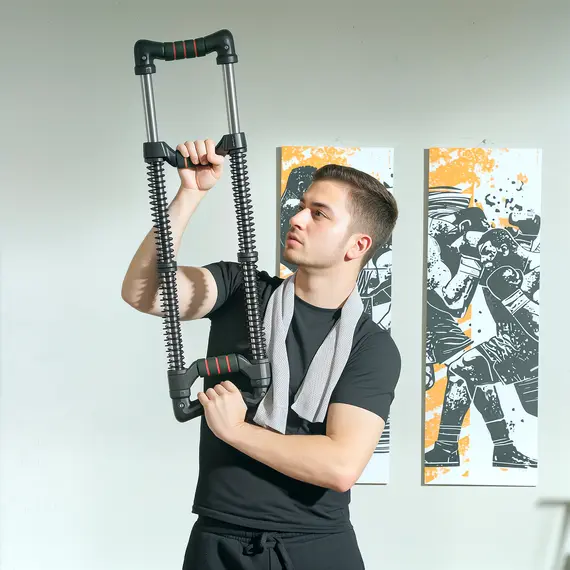 Buy SPORTNOW Chest Expander, with 10-50kg Adjustable Resistance, for Home Gym, Office, Travel Workout, 9 image