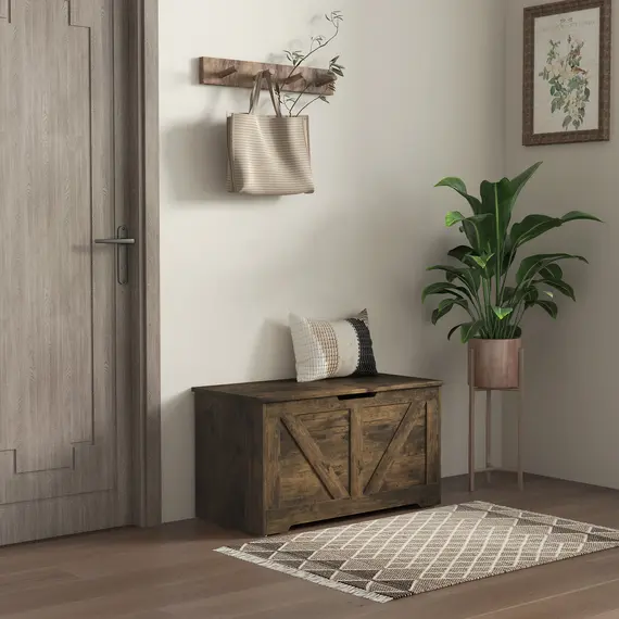 Buy 100L Home Storage Box, with Safety Hinges - Rustic Brown, 2 image