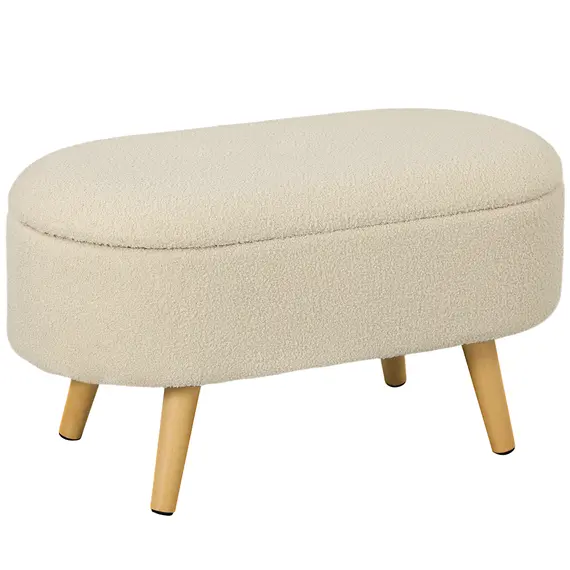 Buy Teddy Fleece Storage Ottoman - Cream White