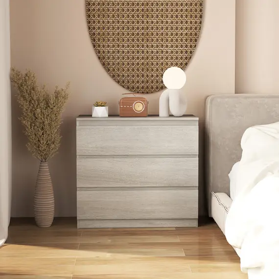 Buy Chest of Three Drawers - Grey Wood Effect, 9 image