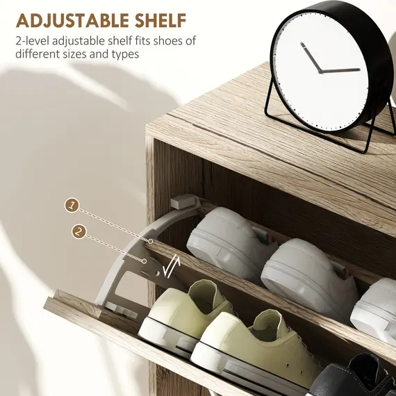 Buy 12-Shoe Flip Drawer Storage Cabinet - Brown Wood-Effect, 5 image