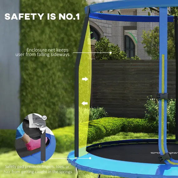 Buy 8ft Trampoline with Safety Enclosure Net, Steel Frame Outdoor Trampoline, with Edge, Safety Cover, 4 image