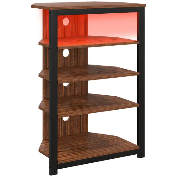 Buy 4-Tier Corner TV Stand with Storage, LED Lights, Cable Management, Small TV Unit Entertainment Centre for TVs up to 29", for Living Room, Bedroom