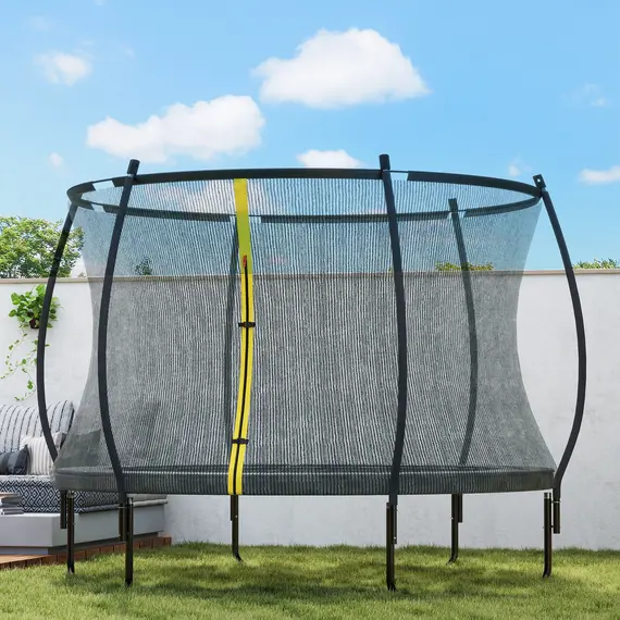Buy 10ft Outdoor Trampoline with Enclosure Net, Spring Cover, Black, 8 image