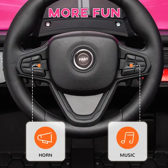 Buy 12V Battery Powered Ride on Truck w/ Remote, Four Suspension Wheels, Horn, Lights, Music, USB, for Ages 3-5 Years, Pink, 8 image