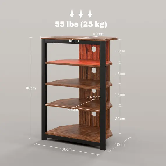 Buy 4-Tier Corner TV Stand with Storage, LED Lights, Cable Management, Small TV Unit Entertainment Centre for TVs up to 29", for Living Room, Bedroom, 3 image
