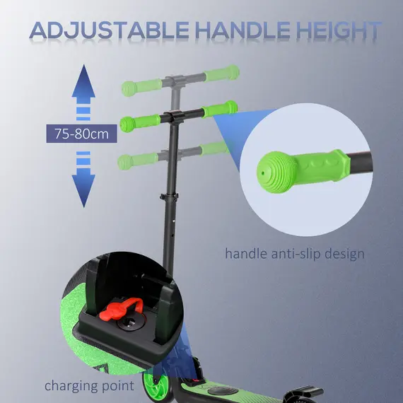 Buy HOMCOM Folding Electric Scooter with Brake, for Ages 6+ Years, 8km/h Maximum Speed, Green, 6 image