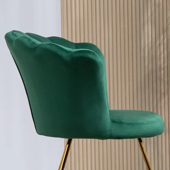 Buy Velvet-Feel Lotus Petal Accent Chair - Green, 8 image