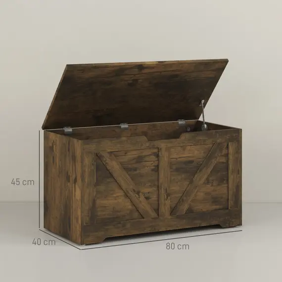 Buy 100L Home Storage Box, with Safety Hinges - Rustic Brown, 3 image