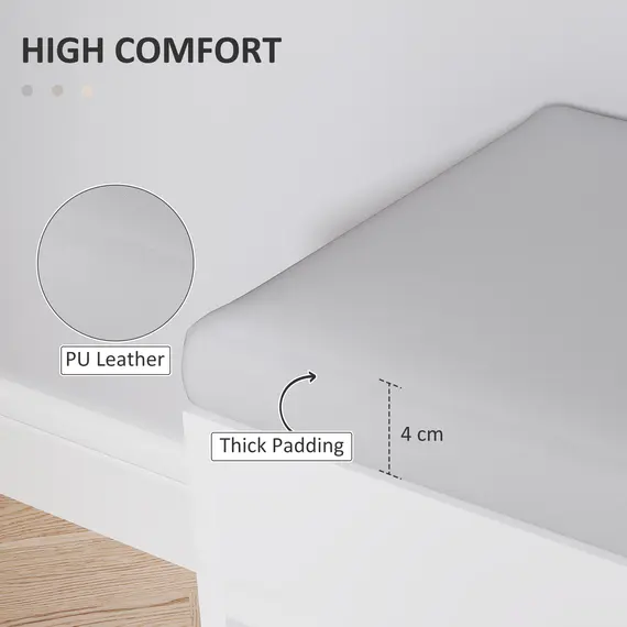 Buy Shoes Cabinet Bench Hidden Storage Padded Seat Organiser Footwear Rack Hallway Cream White, 4 image