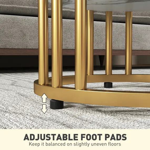 Buy Set of Two Marble-Effect Coffee Tables - White/Gold-Tone, 7 image