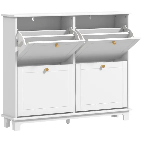 Buy Narrow Shoe Storage Cabinet, Slim Shoe Cabinet with 4 Flip Drawers, Adjustable Shelves for 16 Pairs of Shoes, White