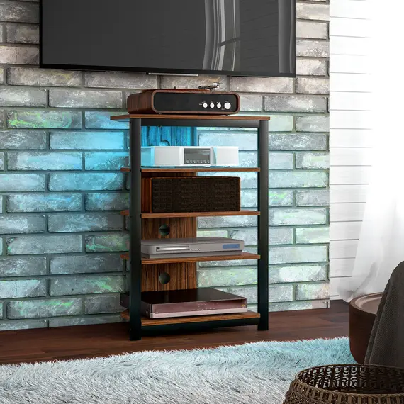 Buy 4-Tier Corner TV Stand with Storage, LED Lights, Cable Management, Small TV Unit Entertainment Centre for TVs up to 29", for Living Room, Bedroom, 2 image