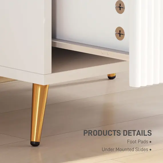 Buy Elegant Two-Drawer Bedside Table - White, 6 image