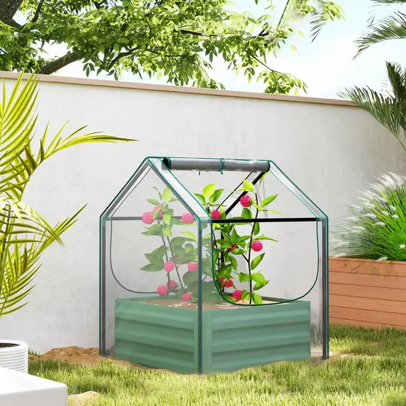 Buy 61 x 61cm Garden Planter Bed, with Cover - Green, 2 image