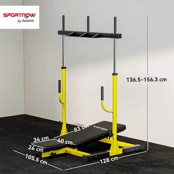 Buy Vertical Leg Press Machine with Adjustable Leg, Back and Head Positions, 1" Standard Plate Compatible, Yellow, 3 image