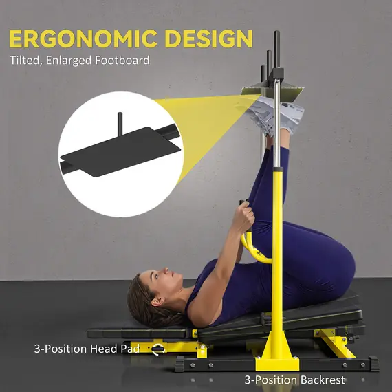 Buy Vertical Leg Press Machine with Adjustable Leg, Back and Head Positions, 1" Standard Plate Compatible, Yellow, 6 image