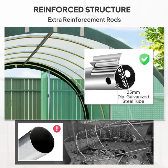 Buy Outsunny 3 x 2 m Polytunnel Greenhouse, with Reinforced PE Cover, Windows and Doors - Green, 5 image