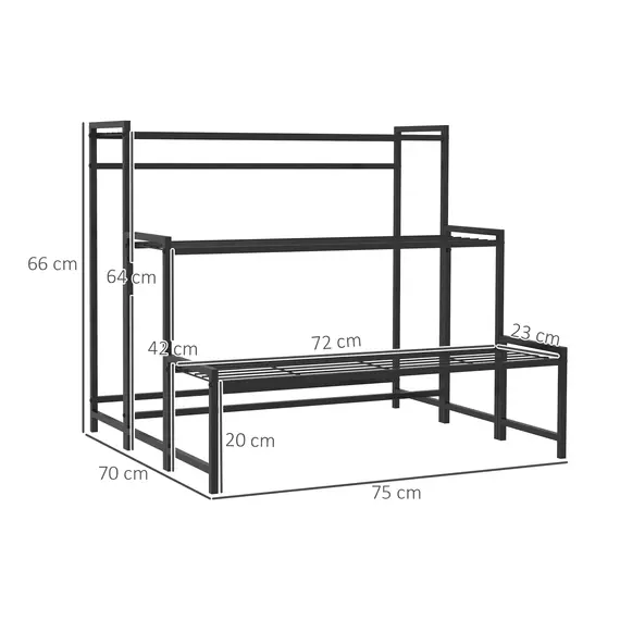 Buy Three-Tier Metal Plant Shelf - Black, 3 image