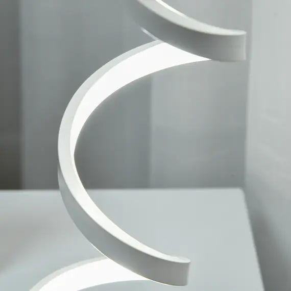Buy Set of 2 Modern Wave-Shaped LED Table Lamp with Round Metal Base for Living Room, Bedroom, White, 9 image