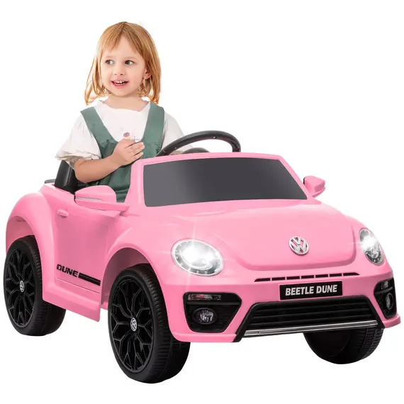 Buy Volkswagen Beetle Licensed 12V Ride on Car w/ Remote Control, Suspension Wheels, Soft Start, Lights, Music, Pink