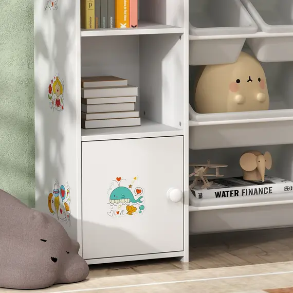 Buy Kids Toy Organizers and Storage with 8 Removable Storage Bins and Bookshelf, White, 9 image