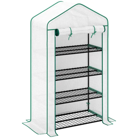 Buy Outsunny Four-Tier Mini Greenhouse, with Reinforced Plastic Cover