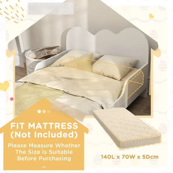 Buy Cloud-Themed Toddler Bed Frame with Safety Rails, 143.5 x 74.5 x 56cm, 7 image