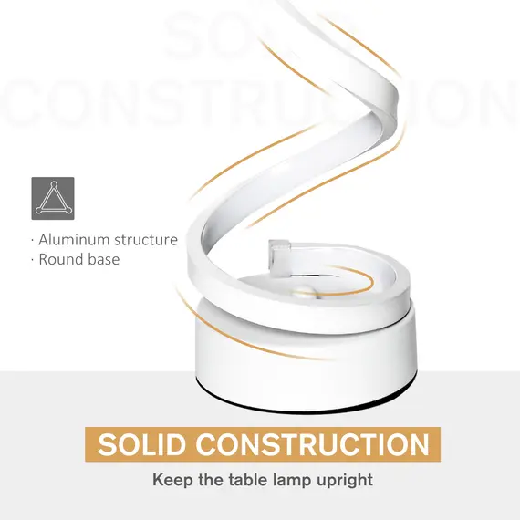 Buy Set of 2 Modern Wave-Shaped LED Table Lamp with Round Metal Base for Living Room, Bedroom, White, 6 image