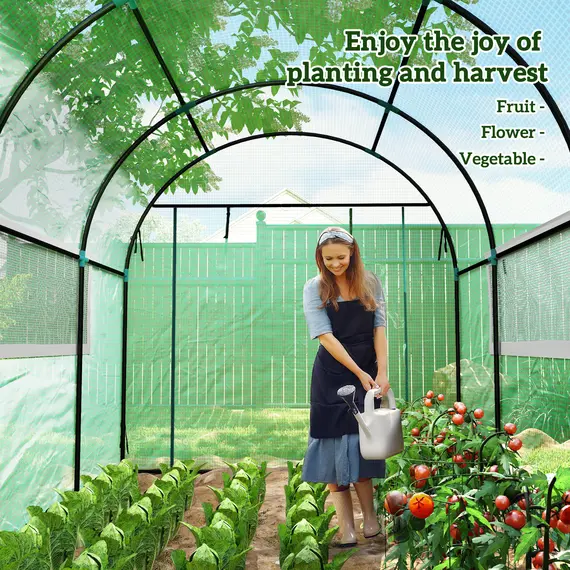 Buy Outsunny 300 x 200cm Walk-In Polytunnel Greenhouse - Green, 8 image