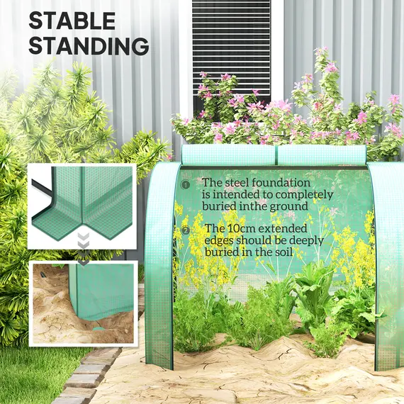 Buy Outsunny 395  x 100 cm Low Tunnel Greenhouse - Green, 5 image