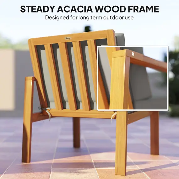 Buy 4-Piece Wooden Garden Furniture Set with Cushions - Teak, 5 image