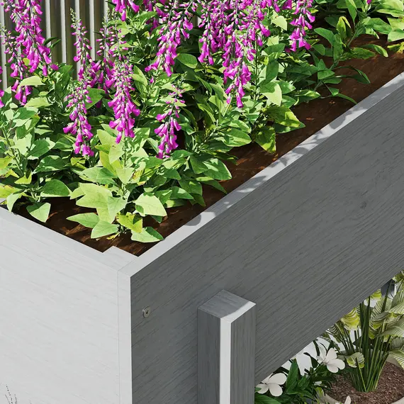 Buy Wooden Two-Tier Raised Planter - Grey, 8 image