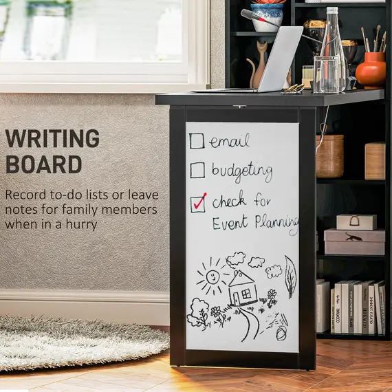 Buy Three-Part Work Desk, with Storage and Writing Board - Black, 6 image