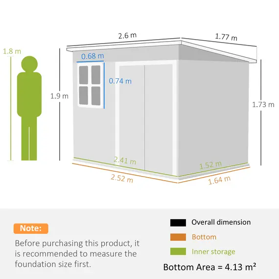 Buy Outsunny 8.5 x 6ft Storage Shed Galvanised Steel Garden Shed, Metal Shed with Foundation Kit, Window, Lockable Wide Doors and Air Vents for Outdoor Patio, Green, 3 image