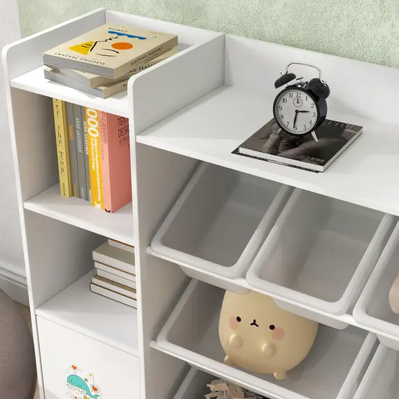 Buy Kids Toy Organizers and Storage with 8 Removable Storage Bins and Bookshelf, White, 8 image
