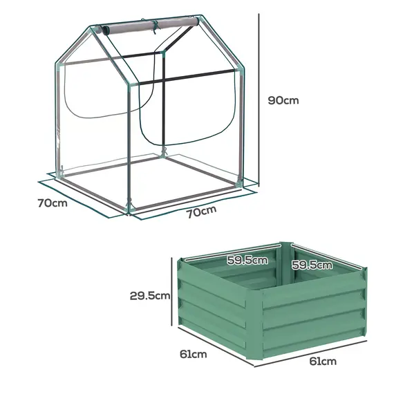 Buy 61 x 61cm Garden Planter Bed, with Cover - Green, 3 image