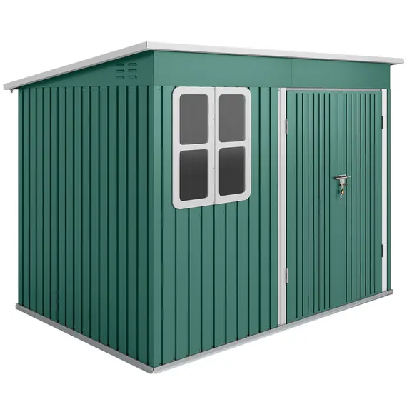 Buy Outsunny 8.5 x 6ft Storage Shed Galvanised Steel Garden Shed, Metal Shed with Foundation Kit, Window, Lockable Wide Doors and Air Vents for Outdoor Patio, Green
