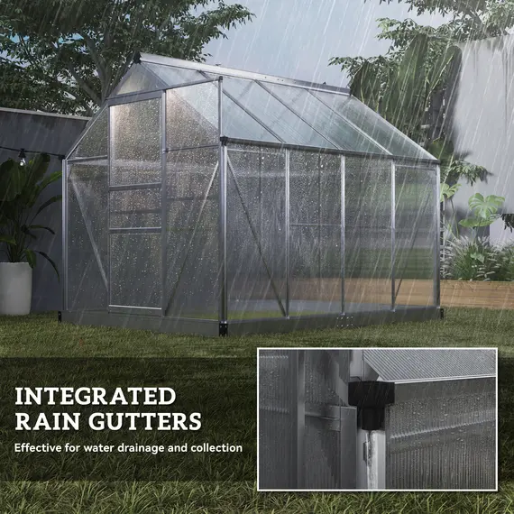 Buy Outsunny 6 x 8ft Walk-In Greenhouse, with Sliding Door - Clear, 7 image