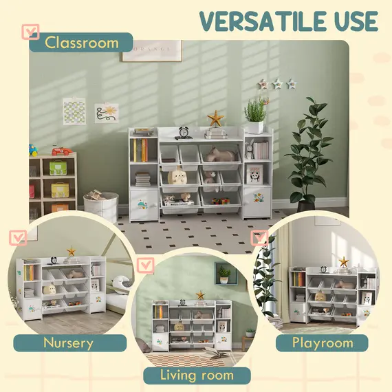 Buy Kids Toy Organizers and Storage with 8 Removable Storage Bins and Bookshelf, White, 6 image