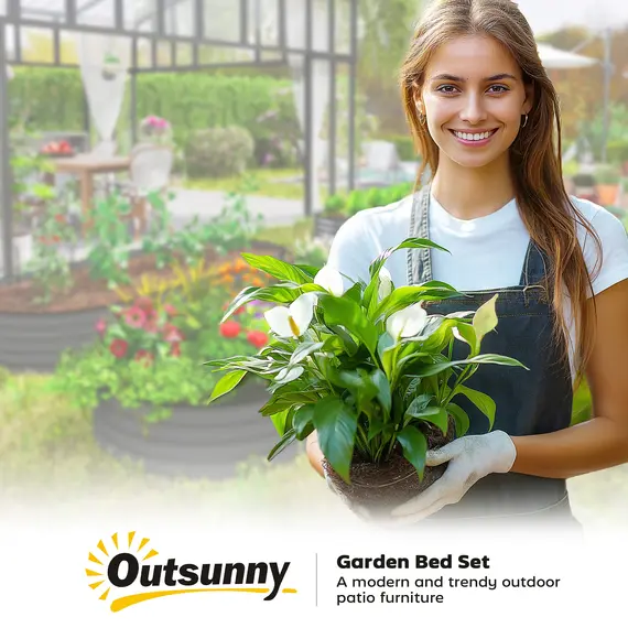 Buy Set of Two 181 x 93cm Steel Planters - Dark Grey, 9 image