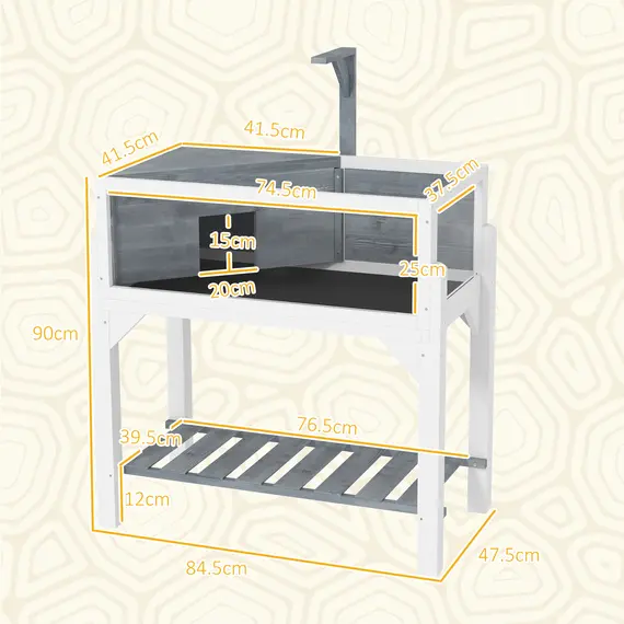 Buy Wooden Tortoise House with Storage Shelf, Clear Observation Windows, Lamp Holder, Openable Top, Built-in Tray, Grey, 3 image