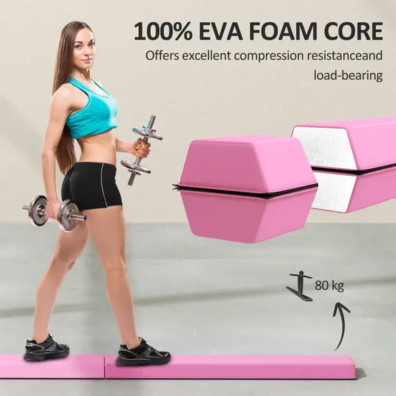 Buy SPORTNOW 7.7ft Folding Gymnastics Beam, Floor Balance Beam for Kids with Anti-Slip Base, Gymnastics Equipment for Home, Pink, 5 image